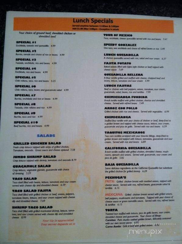 Torero's Fine Mexican Food - Enterprise, AL menu_pic