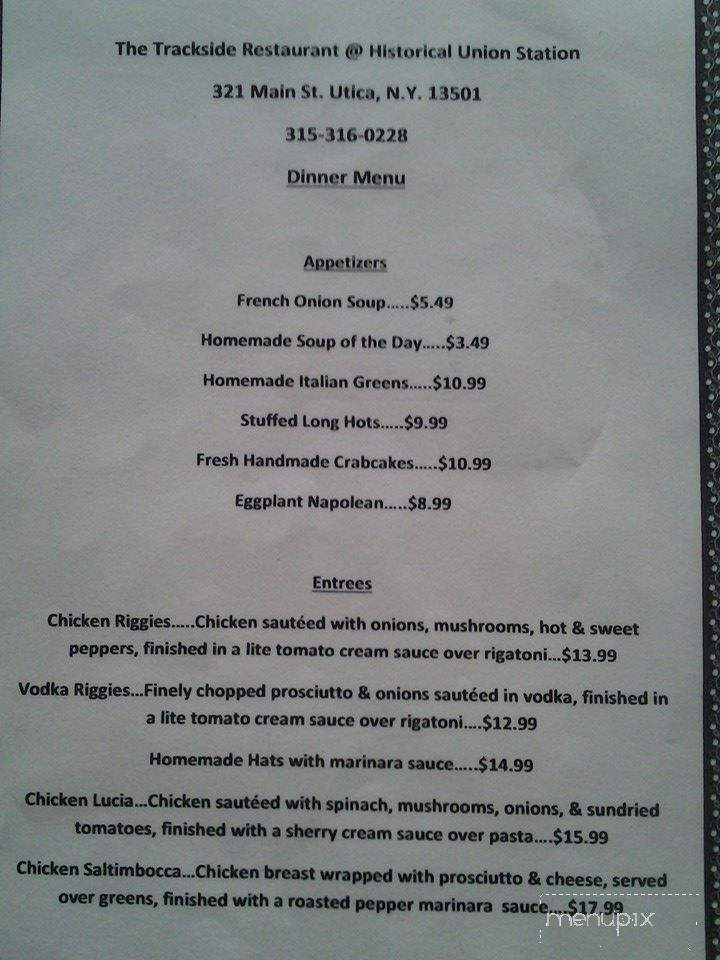 Trackside - Utica, NY menu_pic