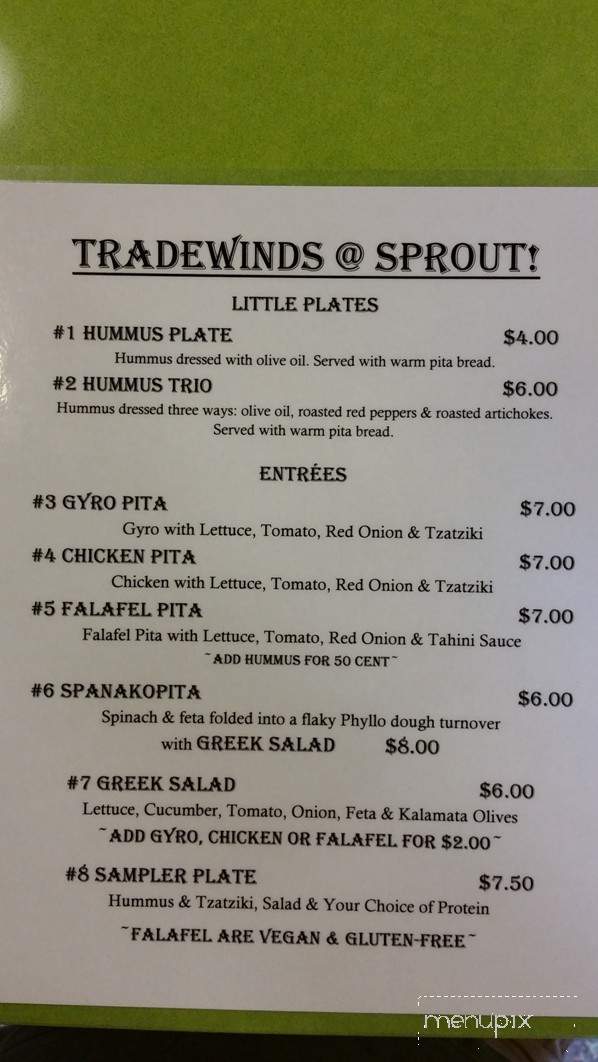 Tradewinds @ Sprout - Springfield, OR menu_pic