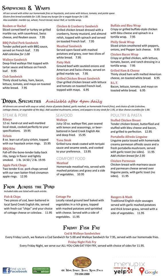 Traveler's Tales - Black River Falls, WI menu_pic