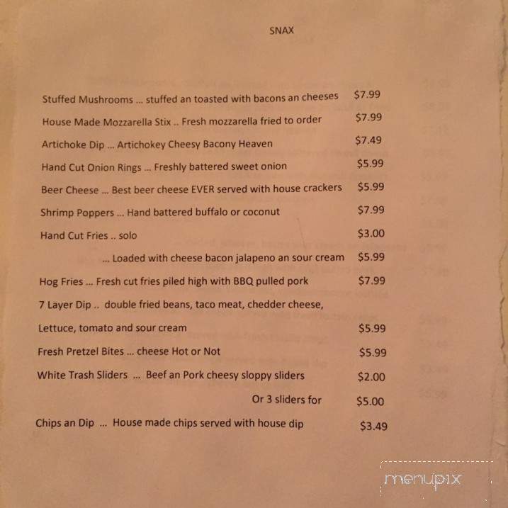 Treehouse Shinebar An Grill - Mishawaka, IN menu_pic