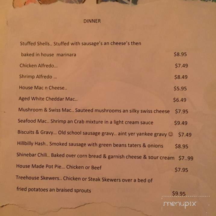 Treehouse Shinebar An Grill - Mishawaka, IN menu_pic
