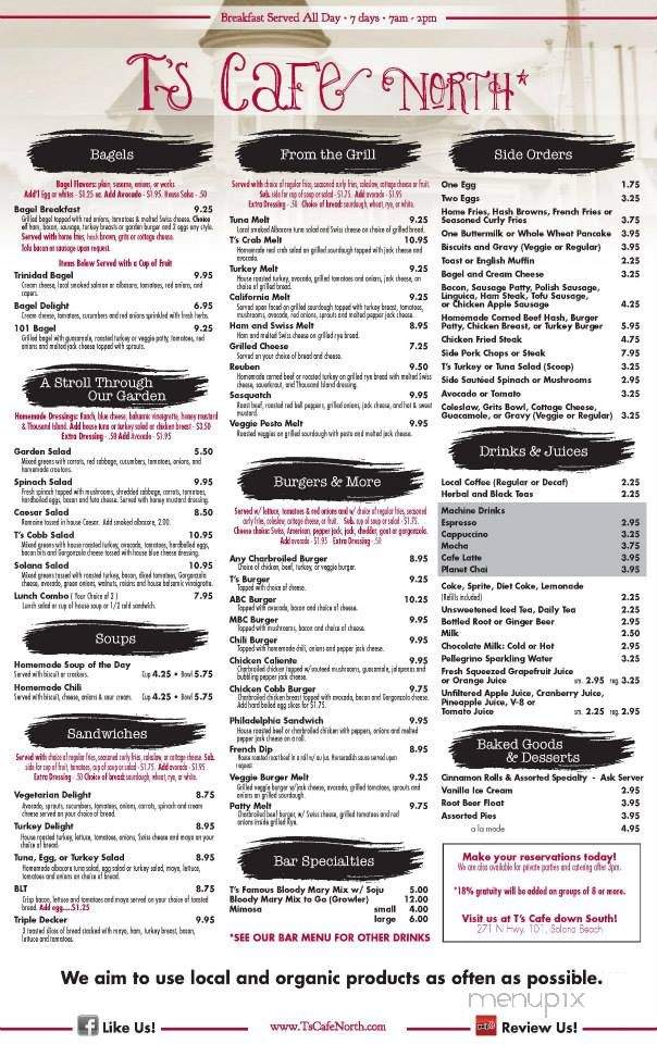 T's Cafe - Arcata, CA menu_pic
