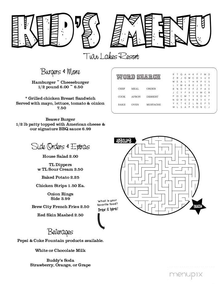 Twin Lakes Resort Steakhouse & Lounge - Woonsocket, SD menu_pic