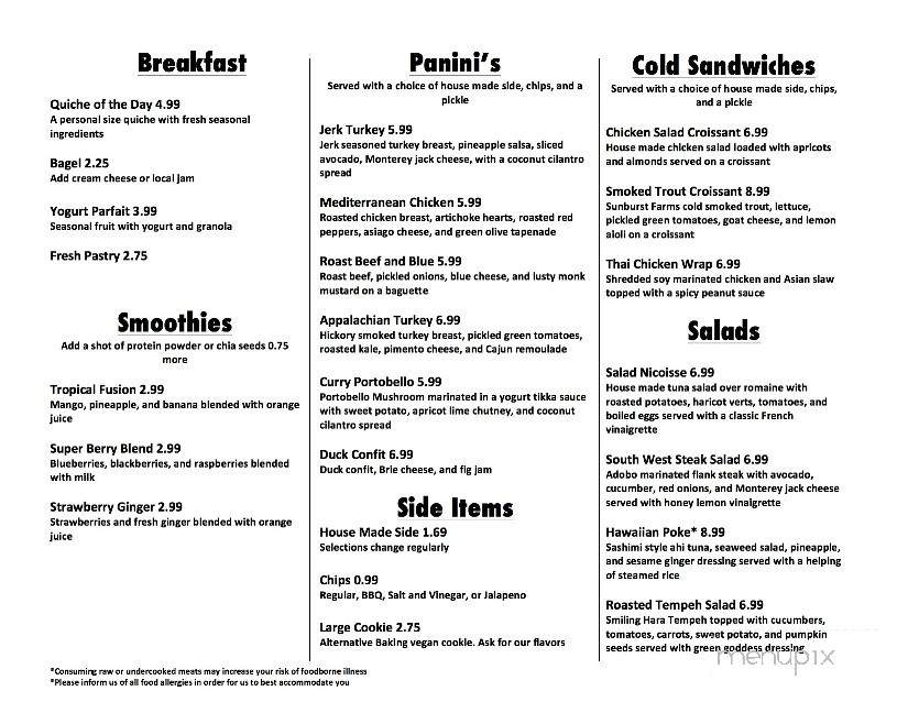Urban Cafe - Asheville, NC menu_pic
