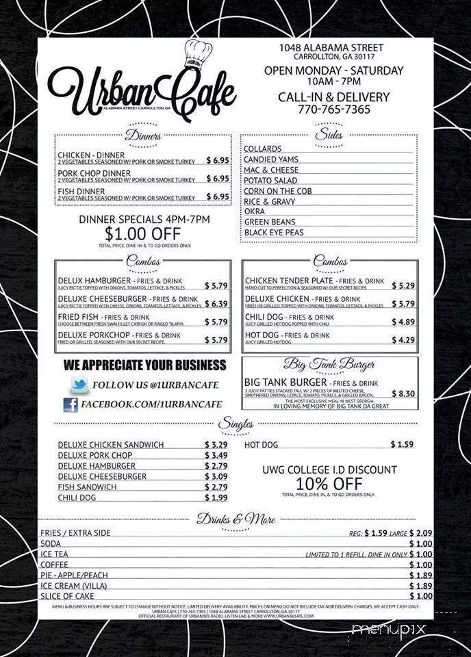 Urban Cafe - Carrollton, GA menu_pic