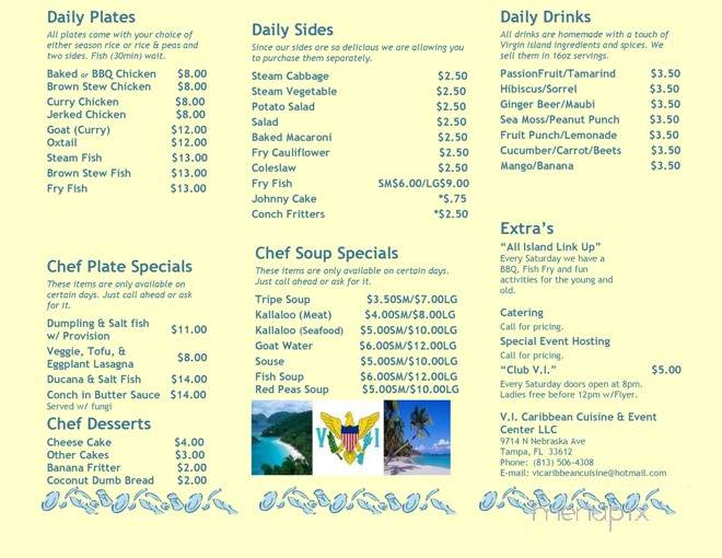 V.I. Caribbean Cuisine & Event Center LLC - Tampa, FL menu_pic