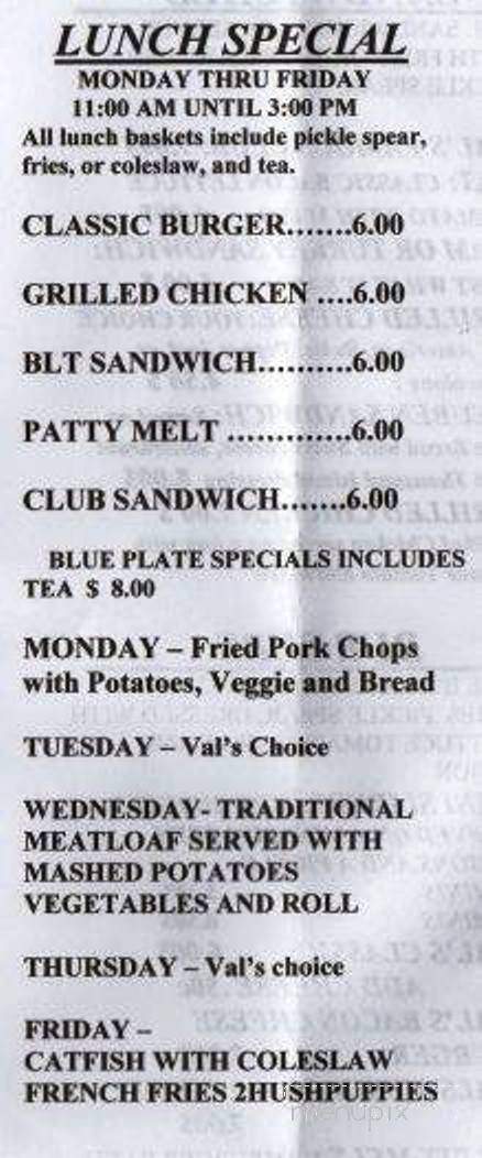 Val's Bar & Grill - Ocean Springs, MS menu_pic