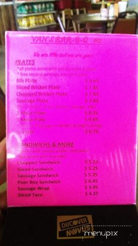 Van's Bar-B-Q - Three Rivers, TX menu_pic