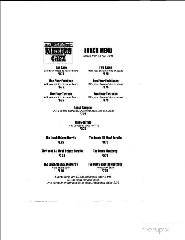 Villar's Mexican Cafe - Wichita, KS menu_pic