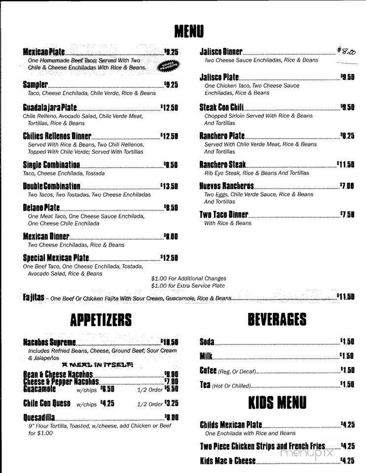 Villar's Mexican Cafe - Wichita, KS menu_pic