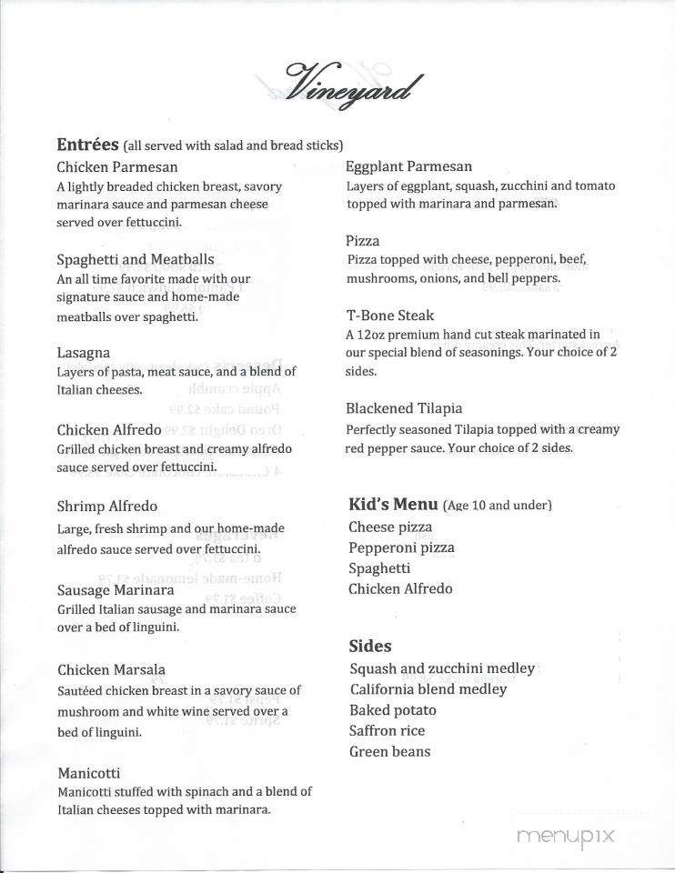 Vineyard - Selma, AL menu_pic