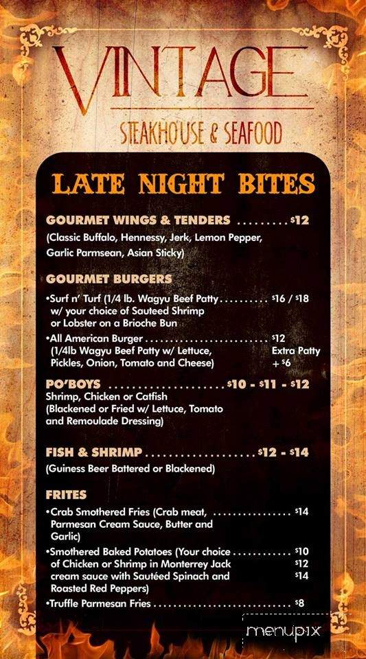 Vintage Steakhouse and Seafood - Houston, TX menu_pic
