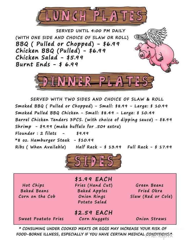When Pigs Fly BBQ & Wings - West Jefferson, NC menu_pic