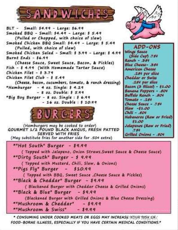 When Pigs Fly BBQ & Wings - West Jefferson, NC menu_pic