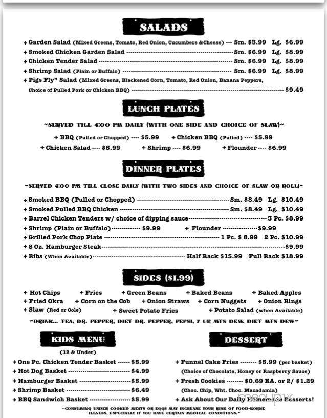 When Pigs Fly BBQ & Wings - West Jefferson, NC menu_pic