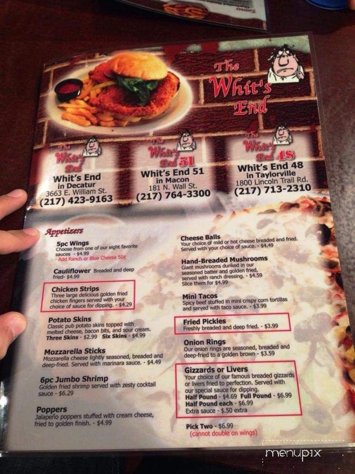 Whit's End 48 - Taylorville, IL menu_pic