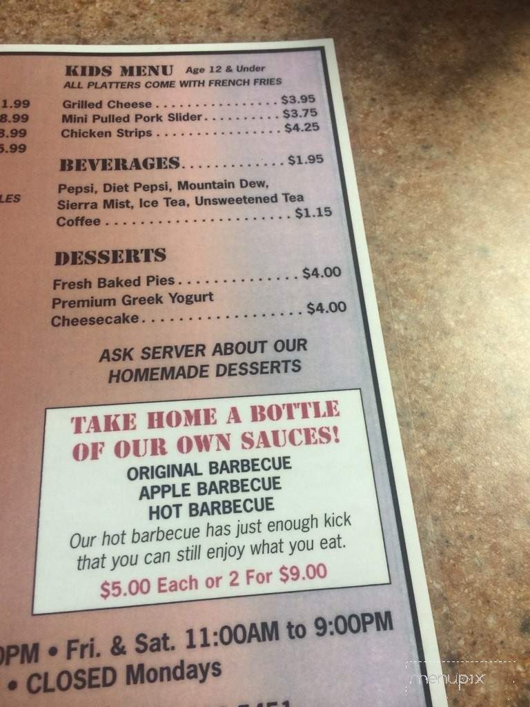 Windy Acres Barbecue Restaurant - Kutztown, PA menu_pic