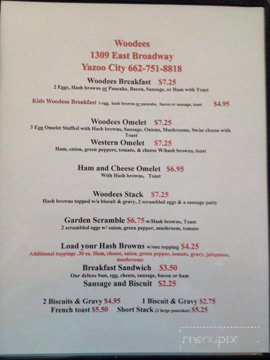 Woodees - Yazoo City, MS menu_pic