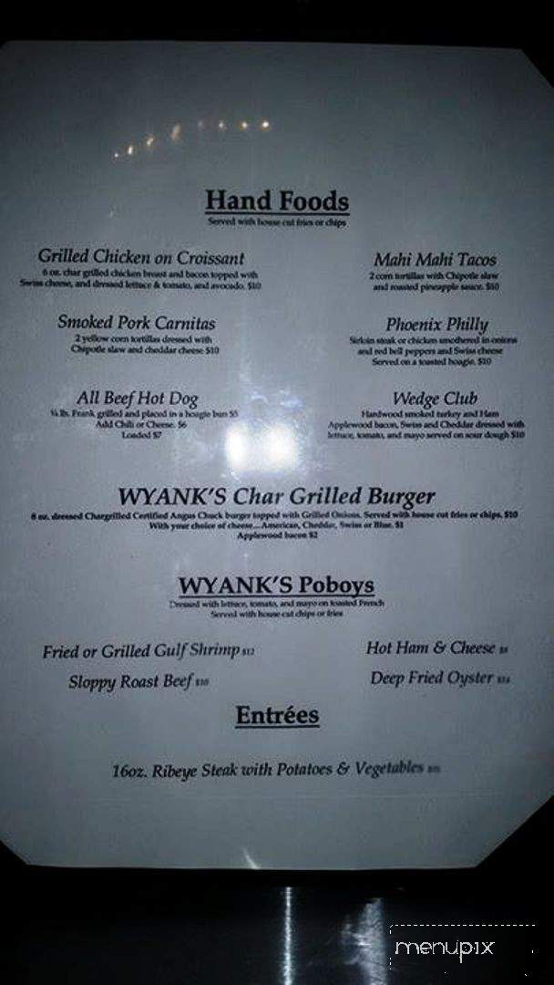 Wyank's Clubhouse Restaurant & Sports Bar - Houma, LA menu_pic