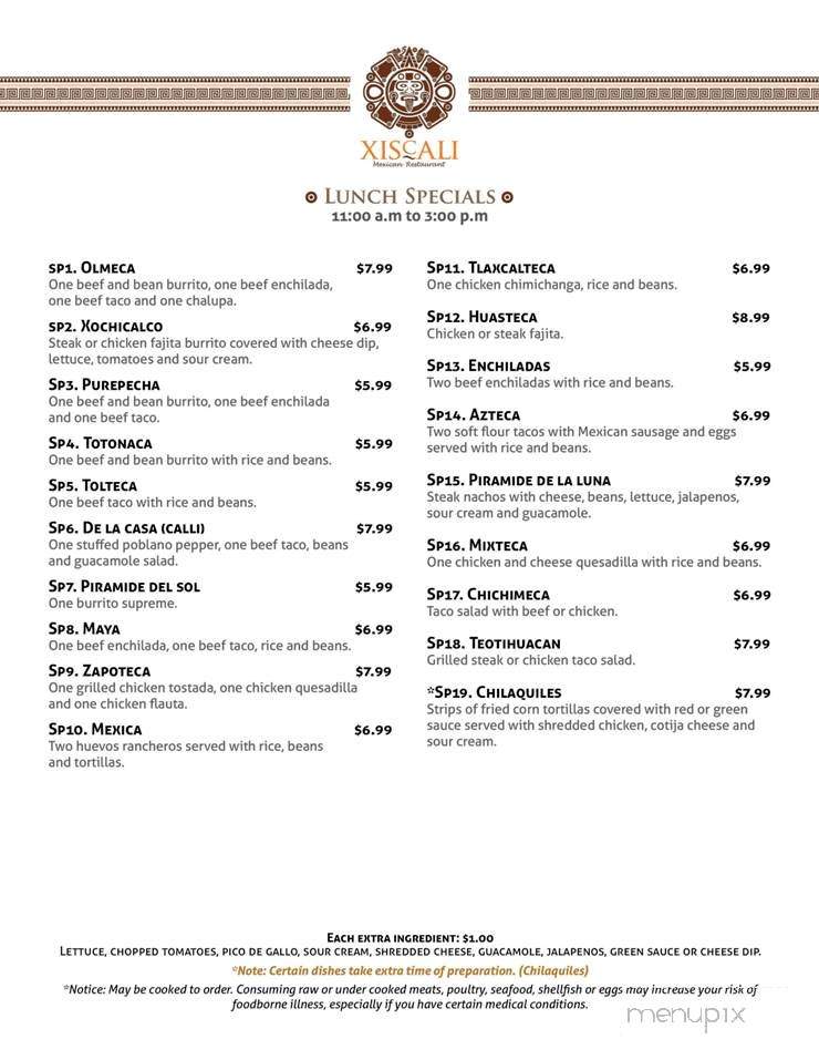 Xiscali - Pensacola, FL menu_pic