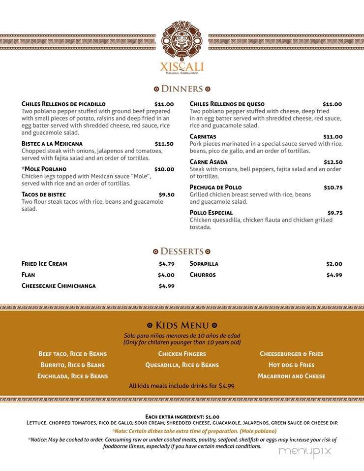 Xiscali - Pensacola, FL menu_pic