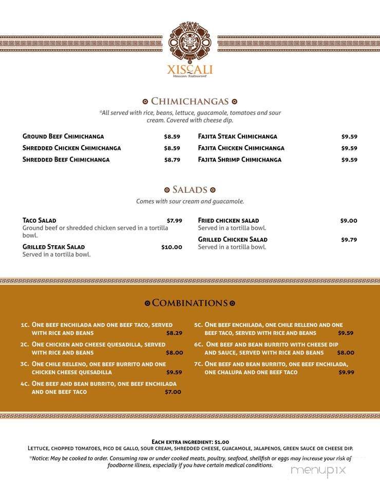 Xiscali - Pensacola, FL menu_pic
