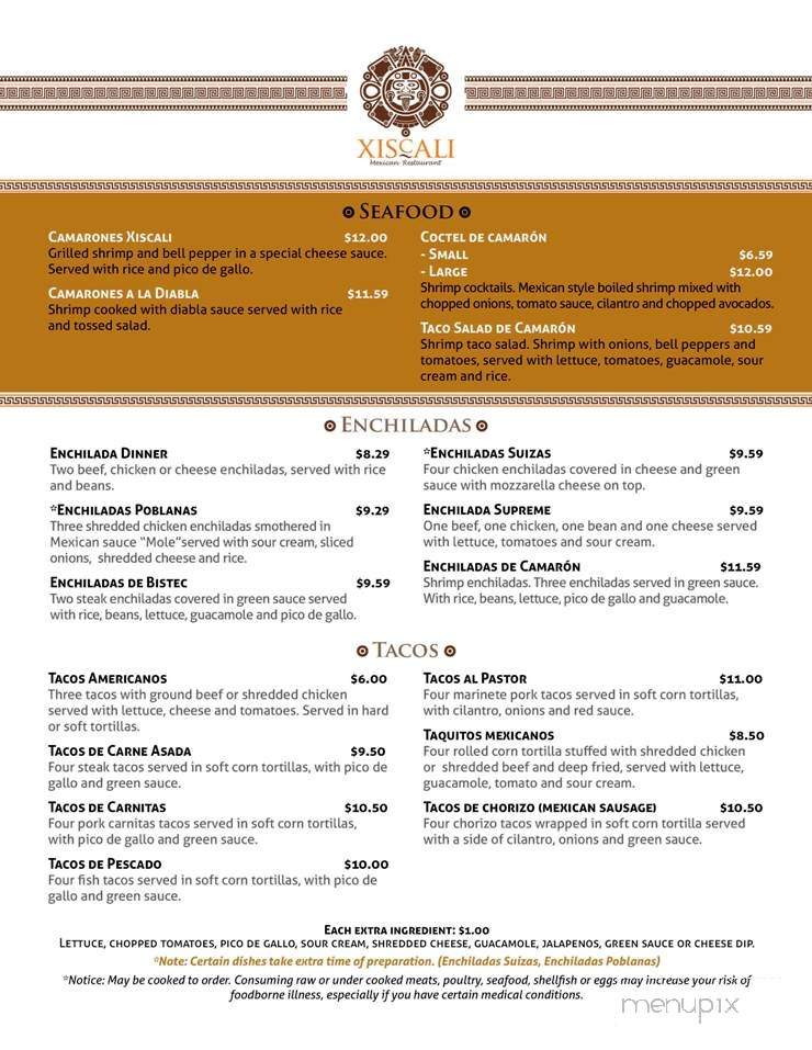 Xiscali - Pensacola, FL menu_pic