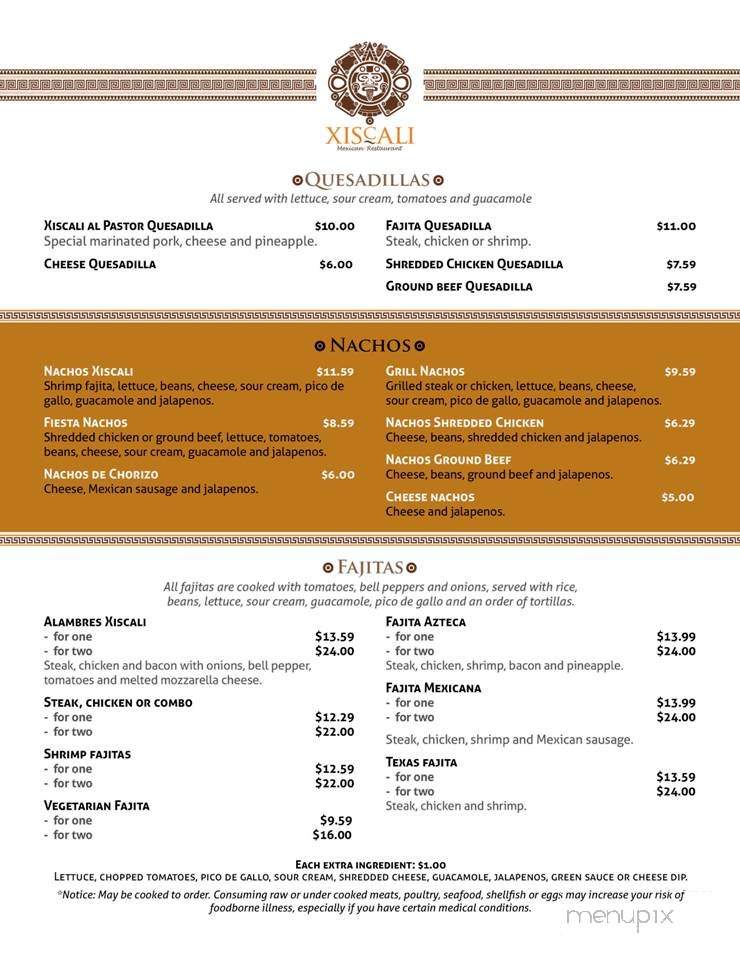 Xiscali - Pensacola, FL menu_pic