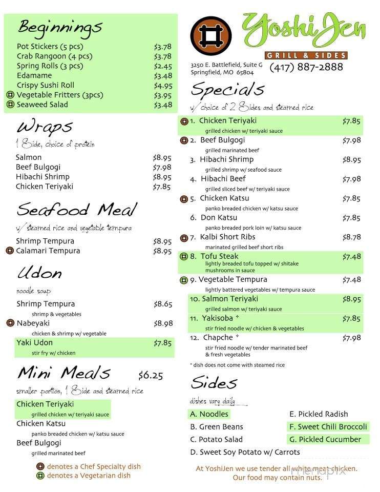 Yoshi Jen - Springfield, MO menu_pic