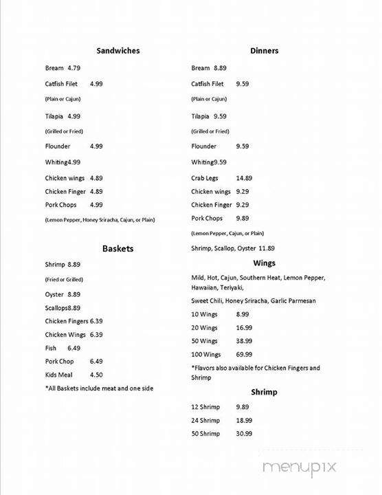 Young's Seafood - Belvedere, SC menu_pic