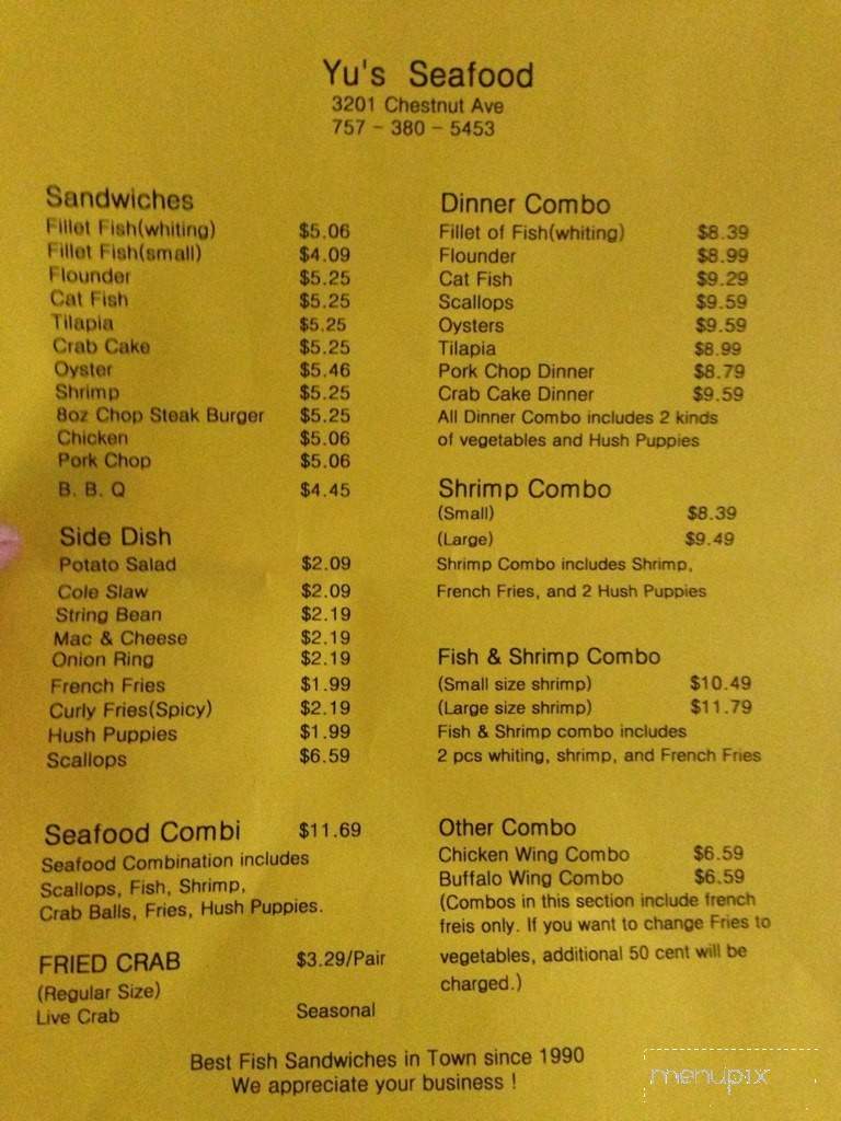 Yu's Seafood - Newport News, VA menu_pic