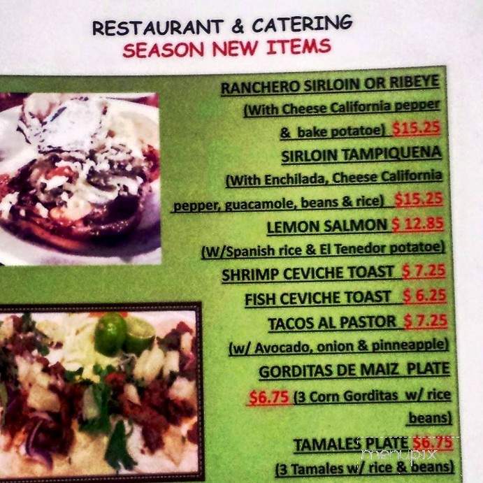 El Tenedor - El Paso, TX menu_pic