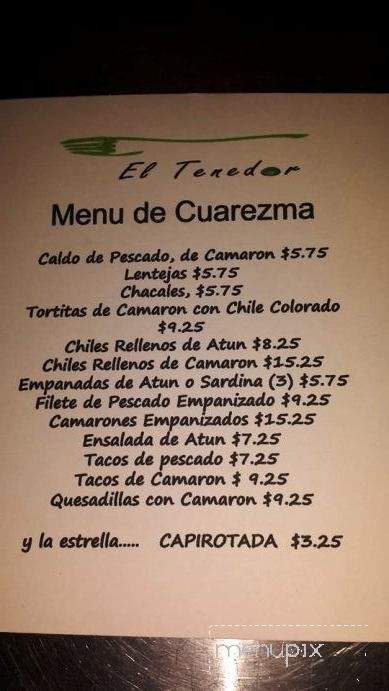 El Tenedor - El Paso, TX menu_pic