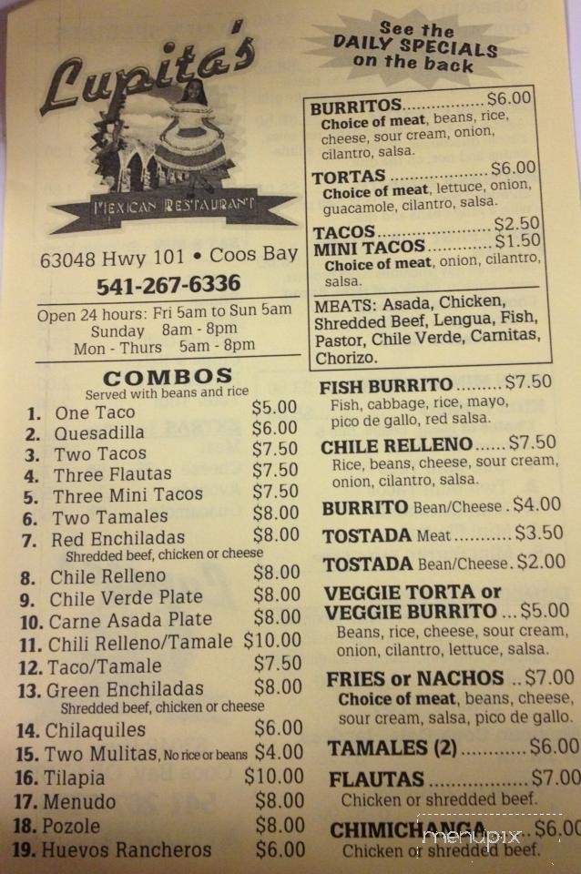 Lupita's Mexican Restaurants - Coos Bay, OR menu_pic