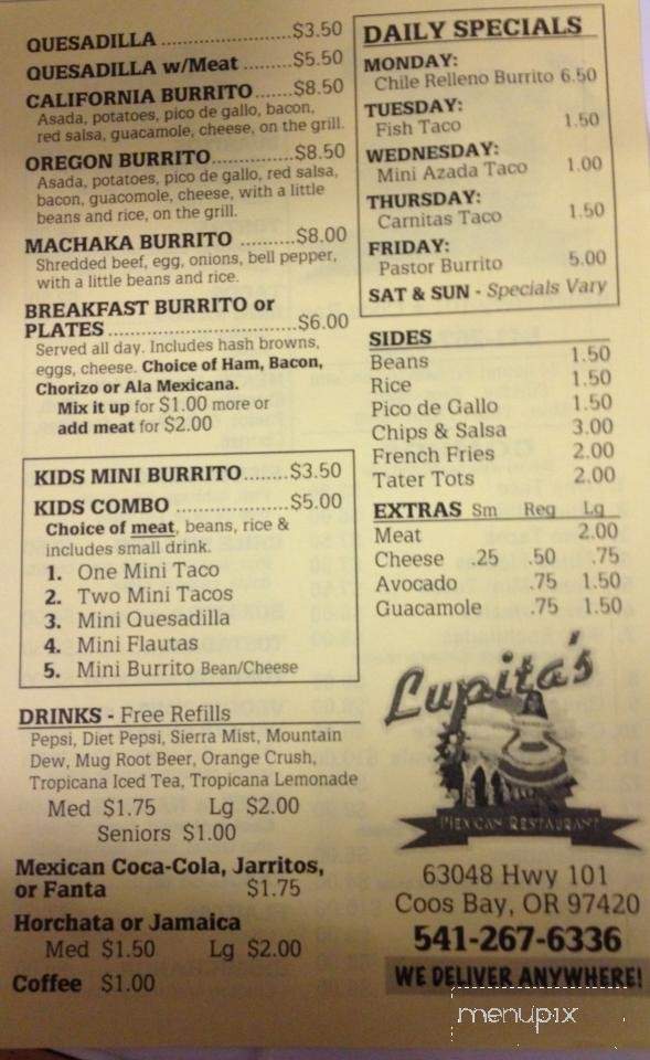 Lupita's Mexican Restaurants - Coos Bay, OR menu_pic