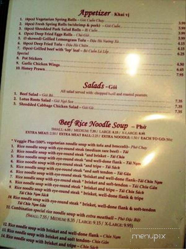 Pho Tran's Family Restaurant - Mountlake Terrace, WA menu_pic