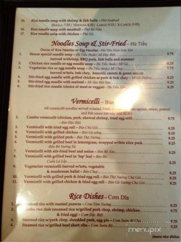 Pho Tran's Family Restaurant - Mountlake Terrace, WA menu_pic