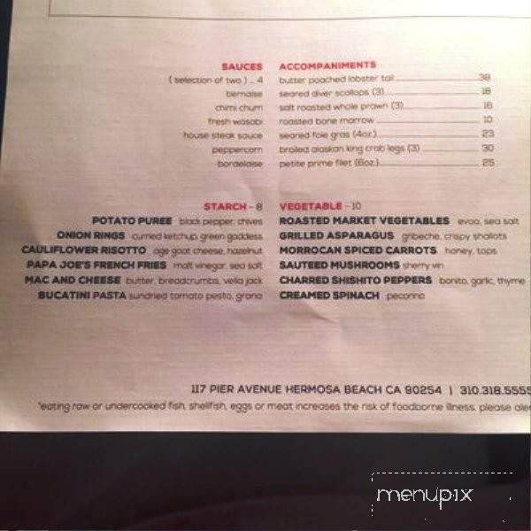 Steak & Whisky - Hermosa Beach, CA menu_pic