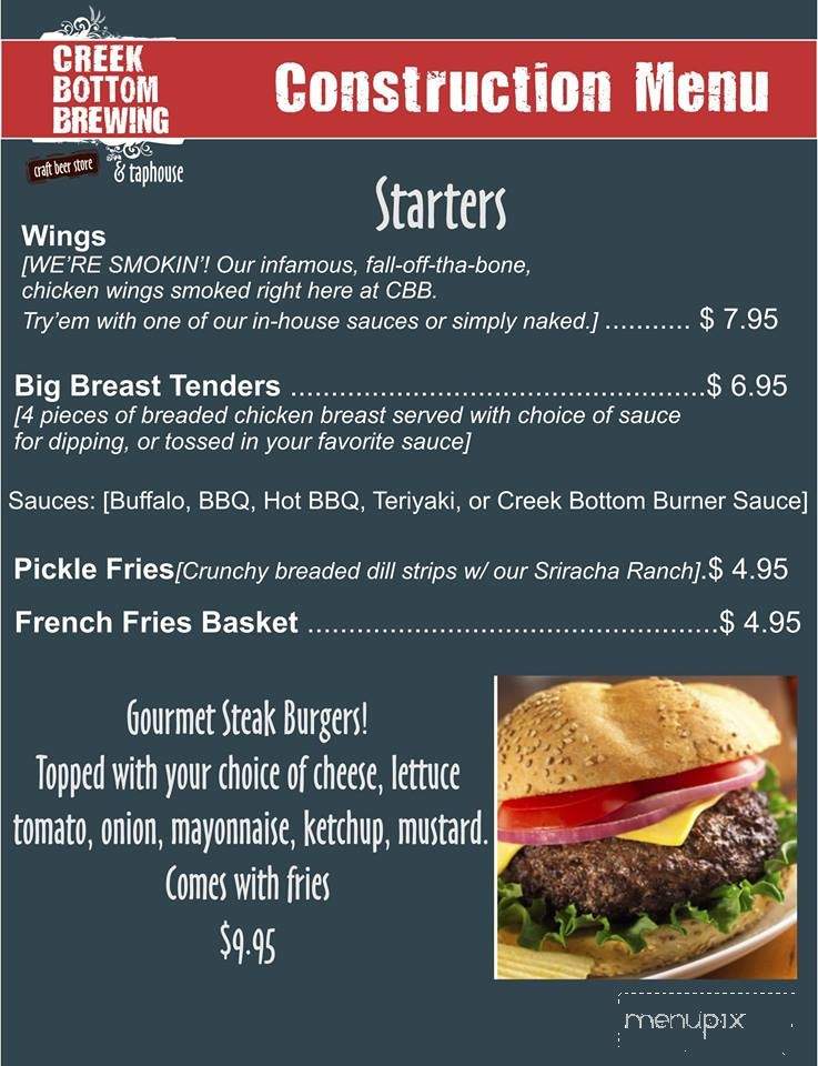 Creek Bottom Brewing - Galax, VA menu_pic