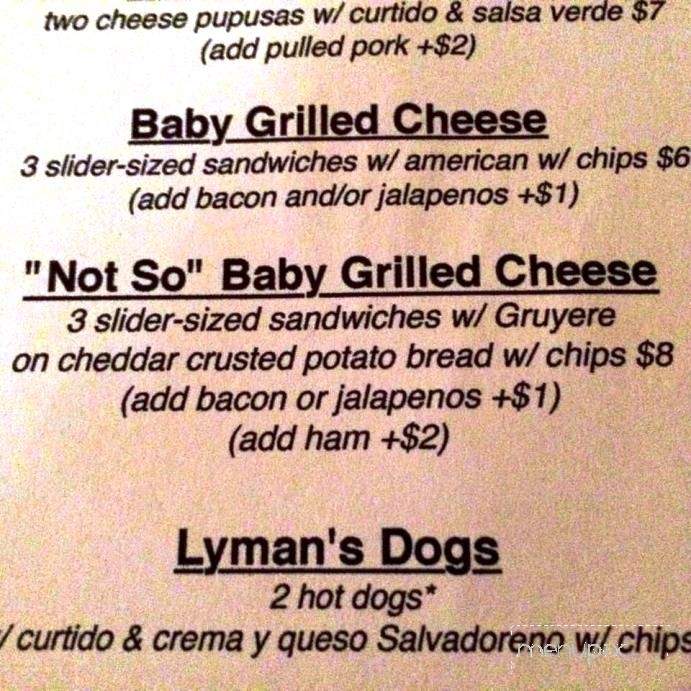 Lyman's Tavern - Washington, DC menu_pic