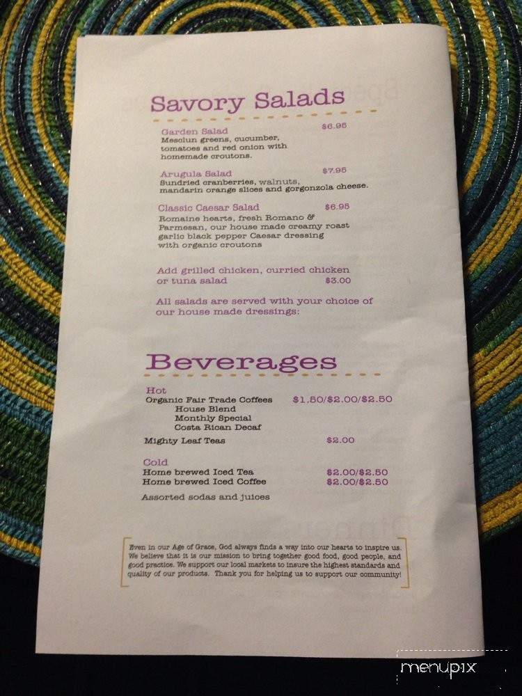 Age of Grace Gourmet Cafe - New Windsor, NY menu_pic