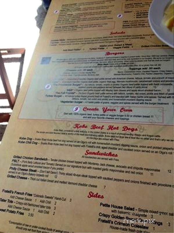 Fratelli's BG&B - Providence, RI menu_pic