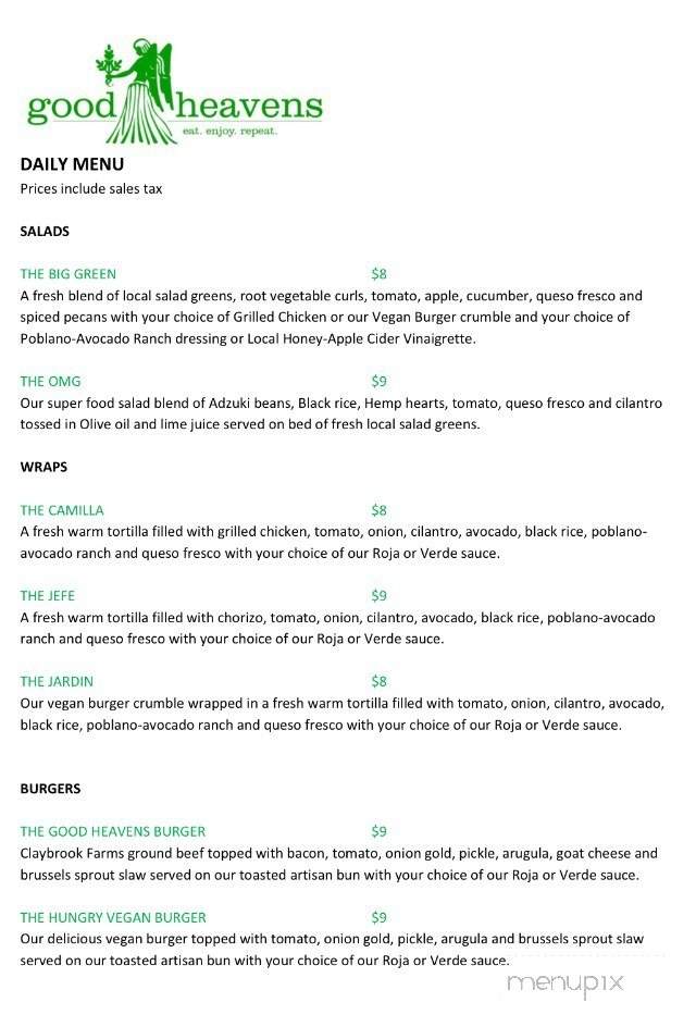 Good Heavens Food Truck - Memphis, TN menu_pic