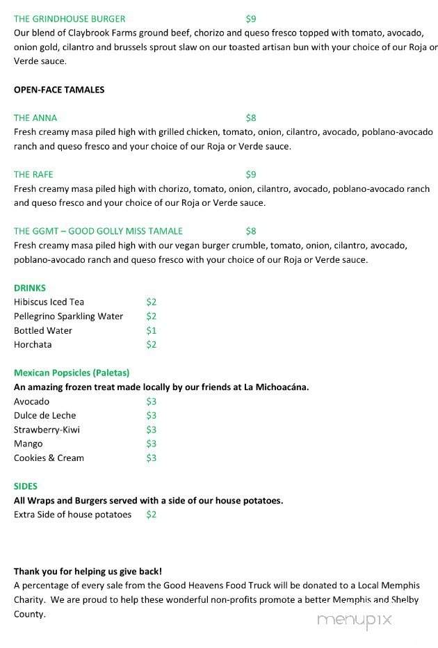 Good Heavens Food Truck - Memphis, TN menu_pic