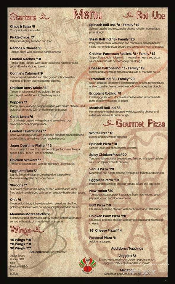 Jager Tavern & Grill - Sarasota, FL menu_pic