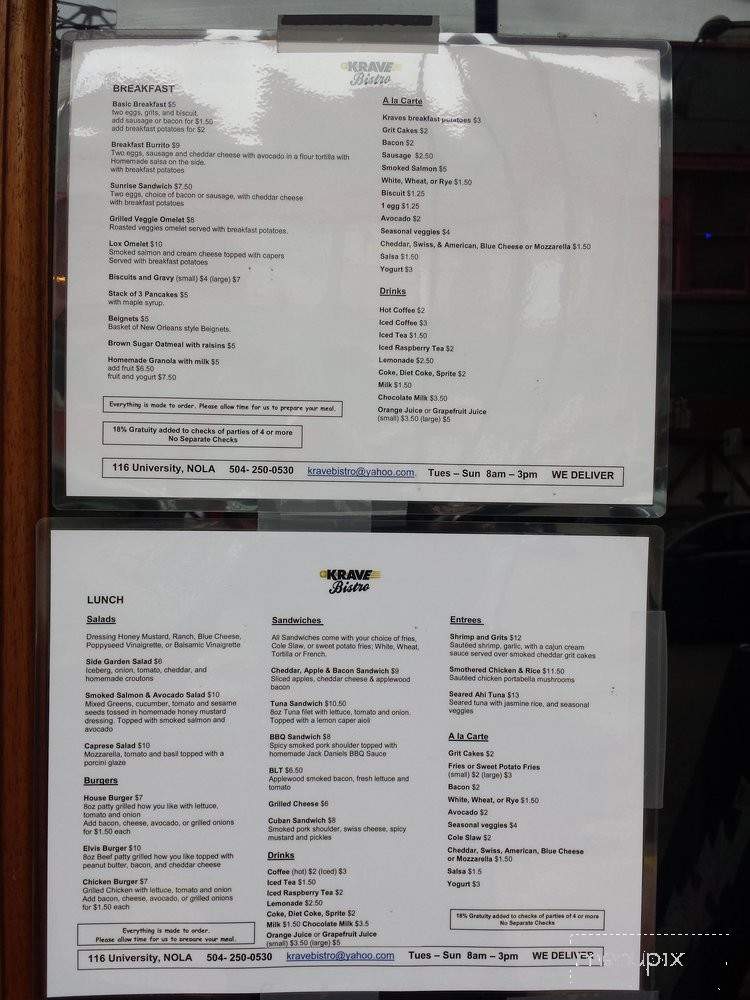 Krave Bistro - New Orleans, LA menu_pic