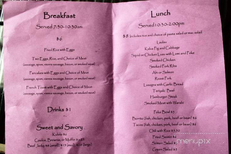 Mahalo Ke Akua - Keaau, HI menu_pic