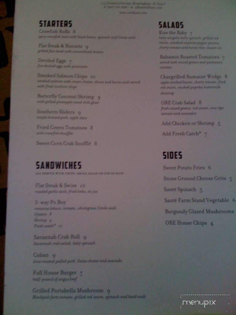 Ore - Birmingham, AL menu_pic
