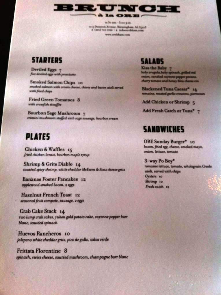 Ore - Birmingham, AL menu_pic